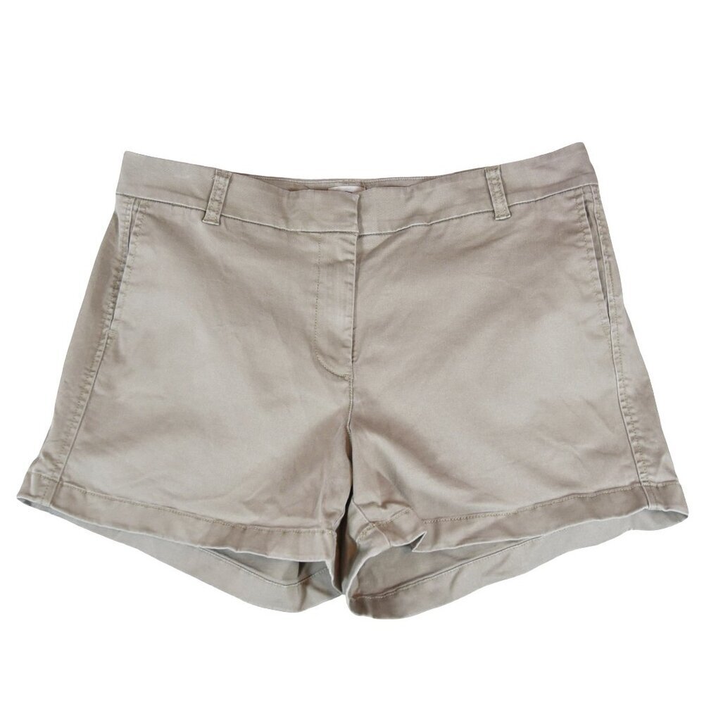 J.Crew Stretch Chino Khaki Shorts Size 14 Classic Preppy Polished Summer Essenti